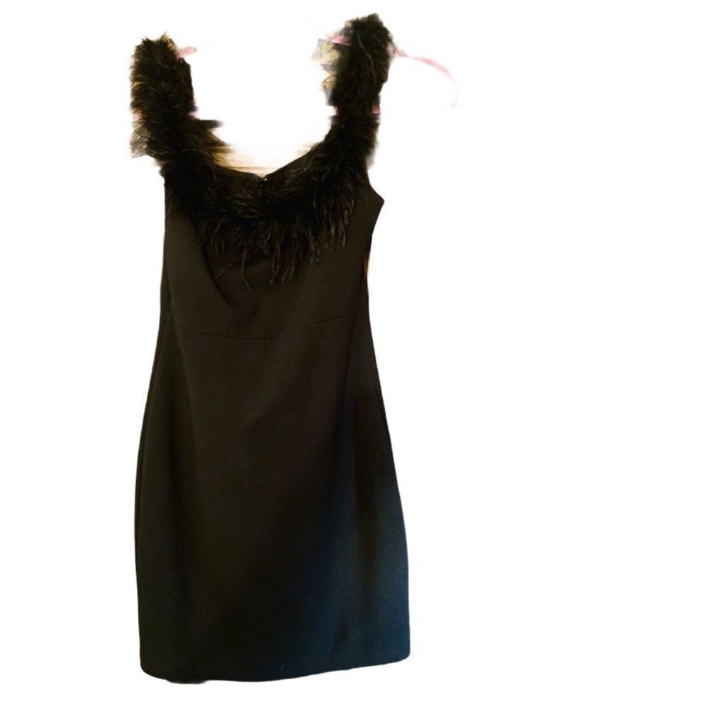 Forever 21 little black dress boa feather straps
